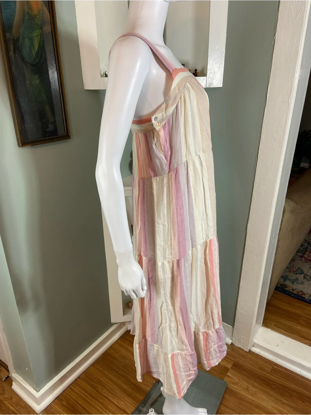 RAILS Amaya Sleeveless Tiered Midi Sun Dress Juliette Striped XSmall XS Sundress
